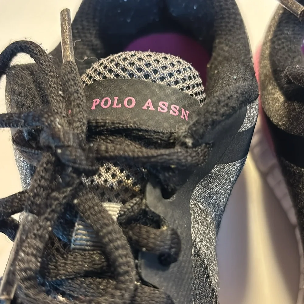 US Polo Association athletic shoes black, grey, pink and white size 7 1/2